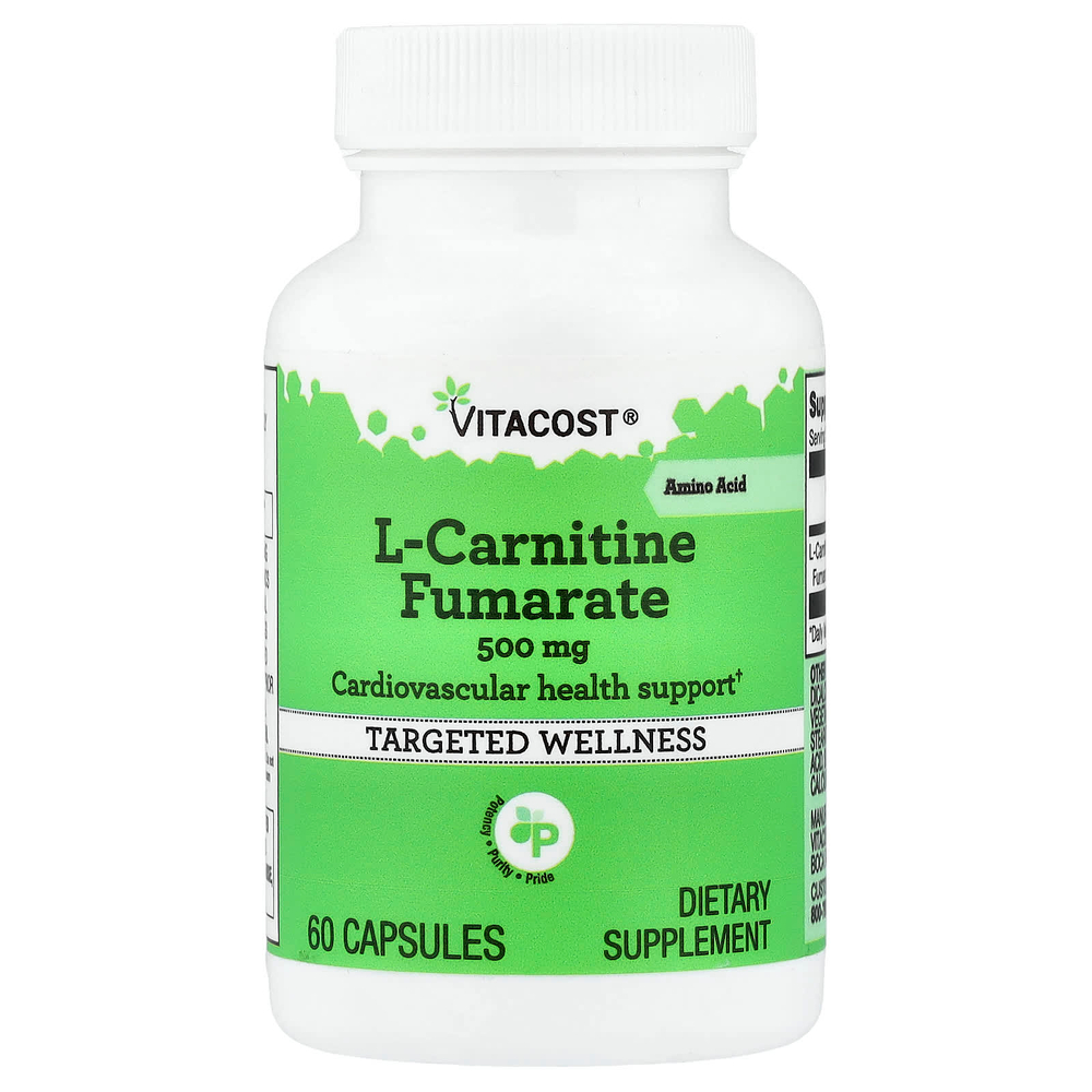 Vitacost, L-Carnitine Fumarate, 500 mg, 60 Capsules