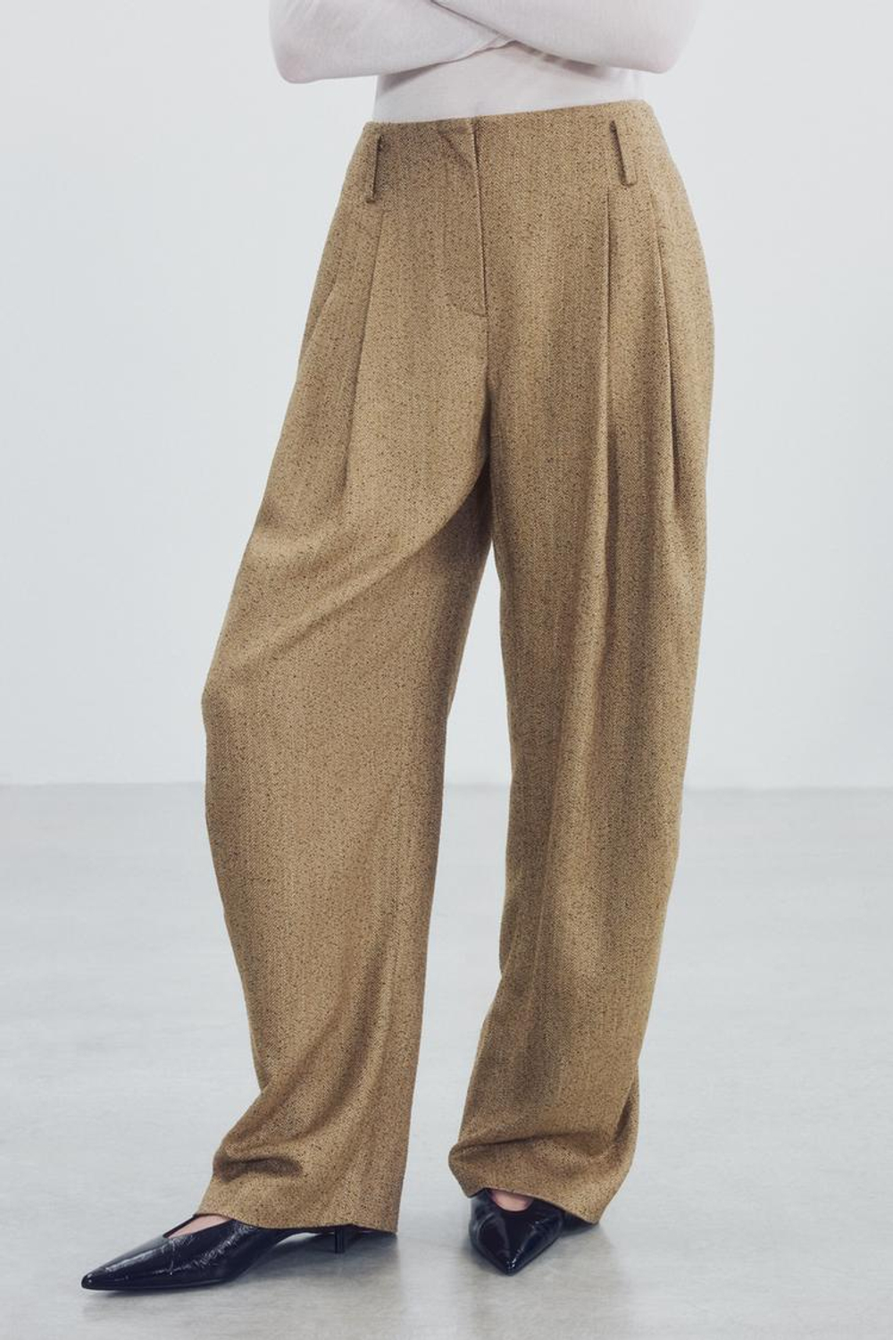 ZARA БРЮКИ-БАЛЛОНЫ ZW COLLECTION, МЯГКИЙ КАШТАНОВЫЙ