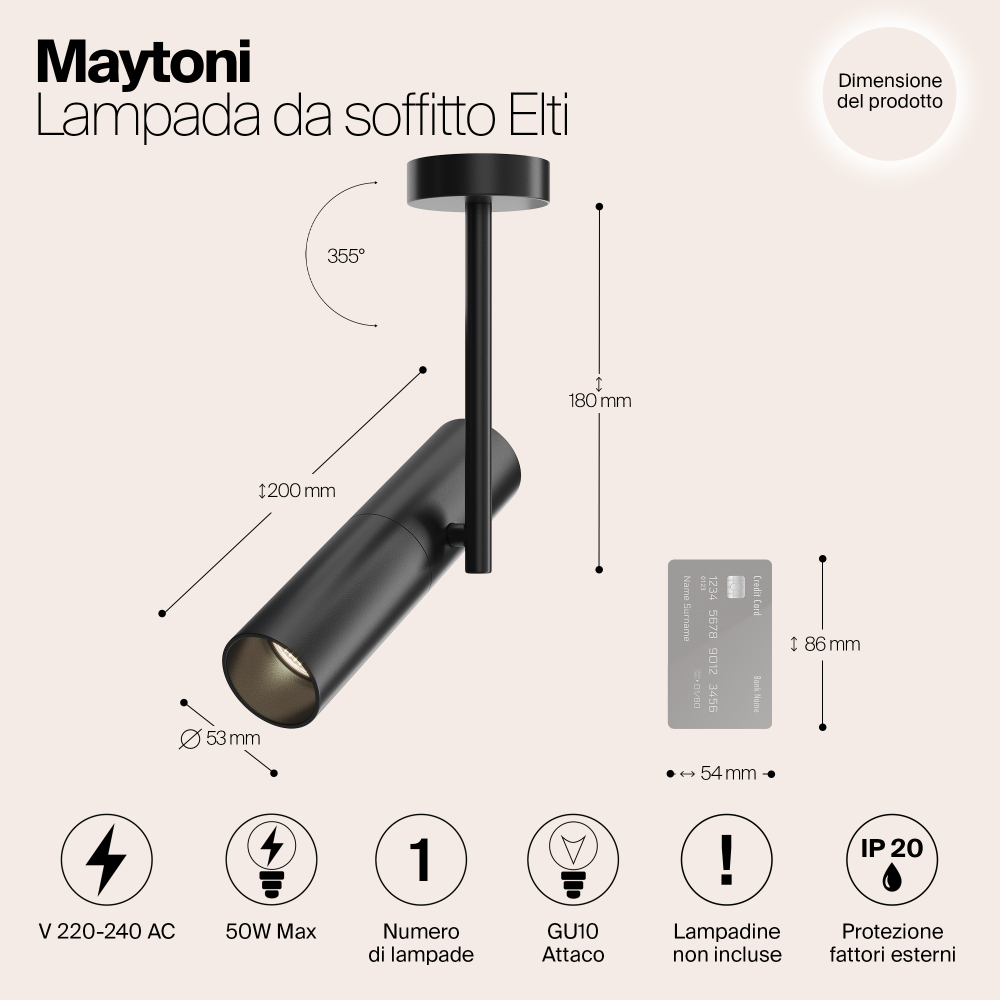 Накладной светильник Maytoni Elti C020CL-01B