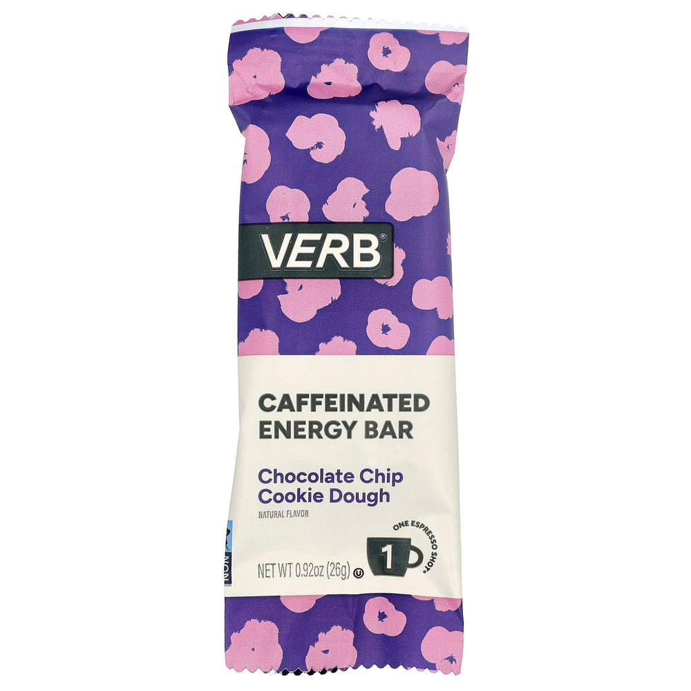 Verb Energy, Caffeinated Energy Bar, Chocolate Chip Cookie Dough, 16 Bars, 0.92 oz (26 g) Each