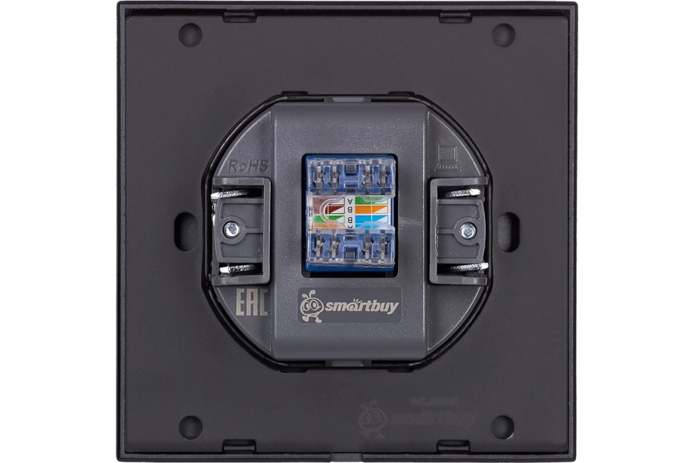 Розетка компьютерная RJ-45 независимая 10А черная акрил Альтаир SBE-i11ba-S1-RJ