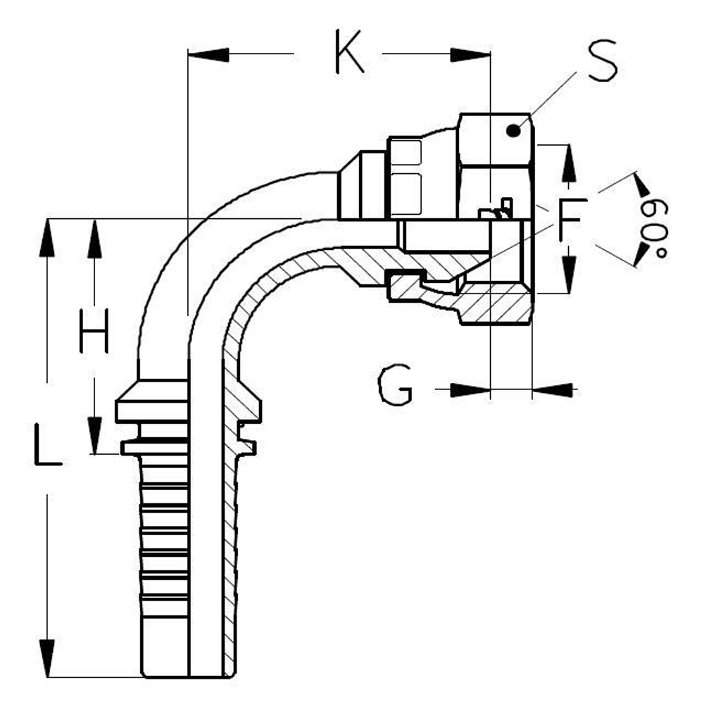 Фитинг DN 12 BSP (Г) 5/8 (90)