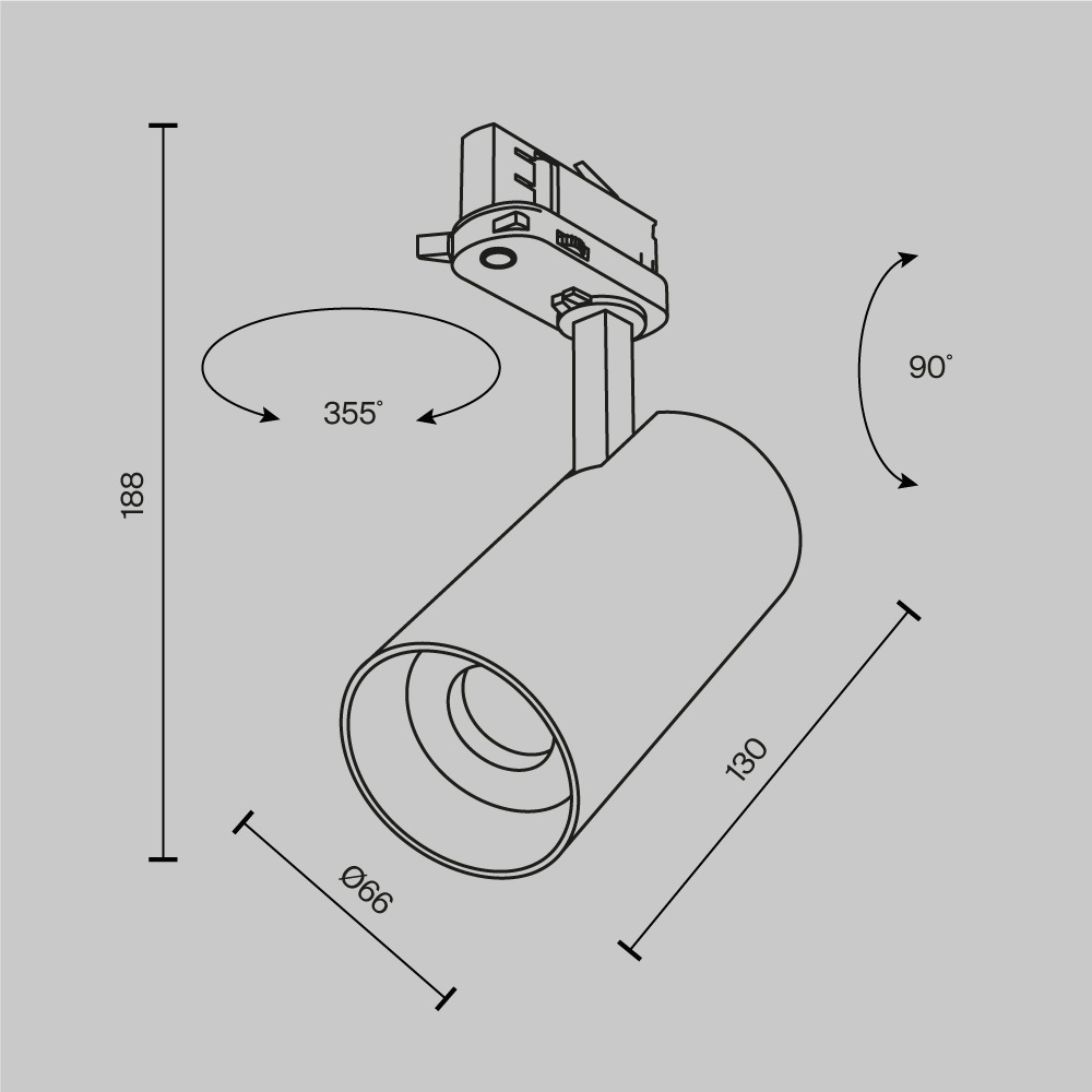 Трехфазный трековый светодиодный светильник Maytoni Focus Led TR197-3-20WCCT-M-B