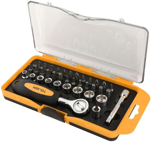 TOLSEN (TT20035) Набор вставок (бит) 1/4", Ph, Pz, Hex, Torx, Slotted, 38 предметов