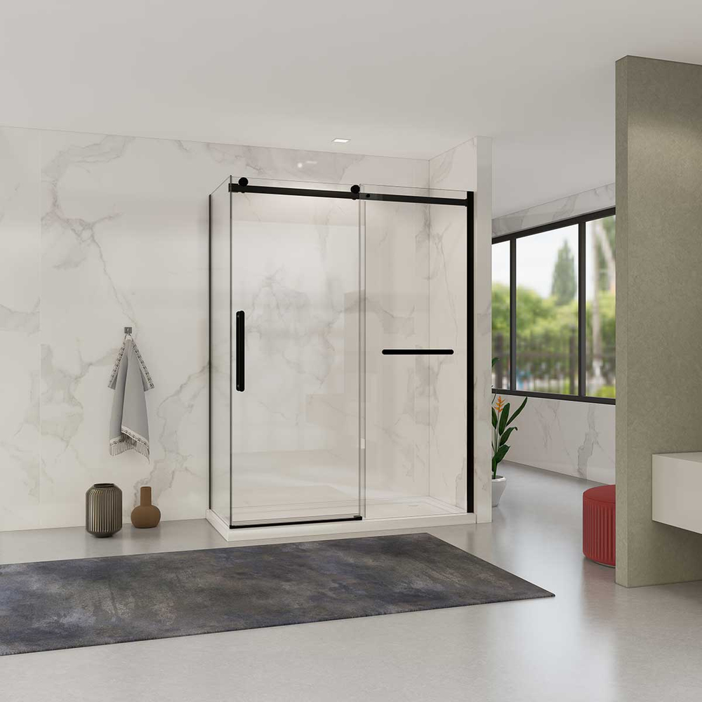 Душевой уголок Vincea Комо Софт (Como Soft) VSR-1CS1014CLB, 1400*1000, черный, стекло прозрачное