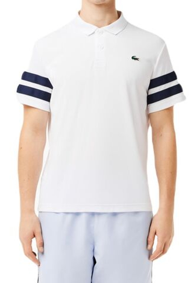 Мужское теннисное поло Lacoste Ultra-Dry Colourblock Tennis Polo Shirt - white/navy blue