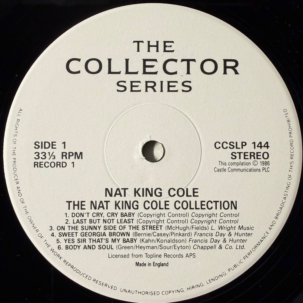 Nat King Cole ‎– The Nat King Cole Collection 2LP (Англия 1986г.)