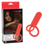 Красное эрекционное кольцо Silicone Rechargeable Vertical Dual Enhancer (Цвет: красный)