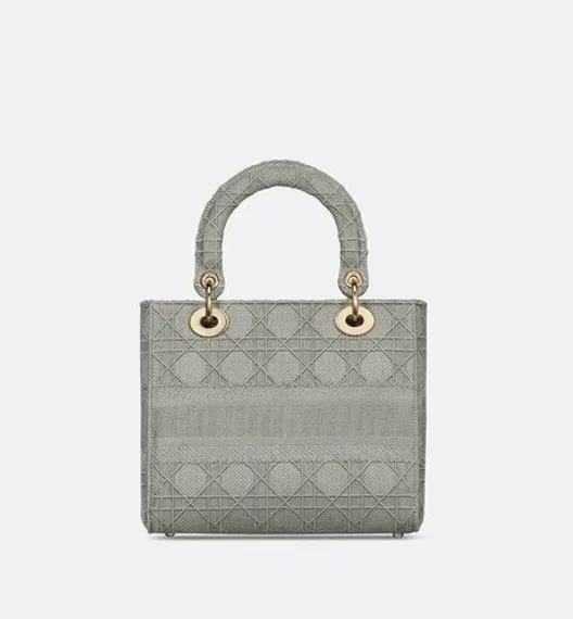 Сумка женская Dior Lady D-lite, модель среднего формата серый