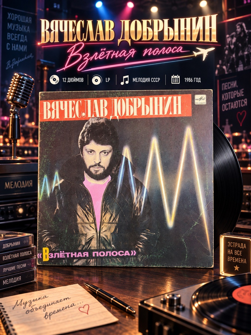 LP Вячеслав Добрынин – Взлётная Полоса. Виниловая пластинка 12 дюймов. Мелодия СССР 1986 год.