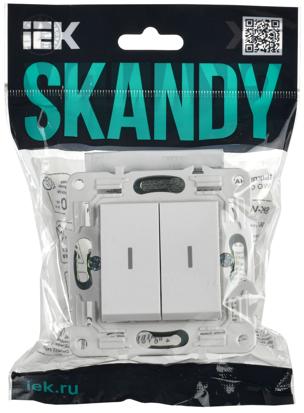 SKANDY Выключатель 2-клавишный с индикацией 10А SK-V09W арктический белый IEK
