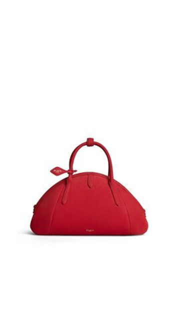 ALAÏA СУМКА С ВЕРХНЕЙ РУЧКОЙ ИЗ НУБУКА, ЯРКО-КРАСНЫЙ