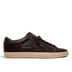 Men's Super-Star in dark brown leather with tone-on-tone leather star