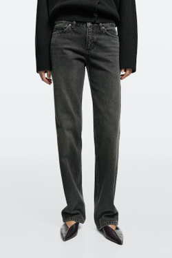 Massimo Dutti Джинсы прямого кроя с низкой посадкой, черный