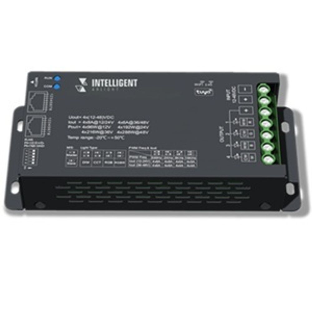 INTELLIGENT ARLIGHT Диммер SMART-PWM-104-73-SH-SUF Black (12-48V, 4x6A, RJ-45, 2.4G) (IARL, IP20 Металл, 5 лет)