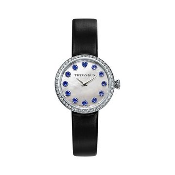 Часы Tiffany Eternity 28 MM Round в белом золоте с сапфирами и бриллиантами