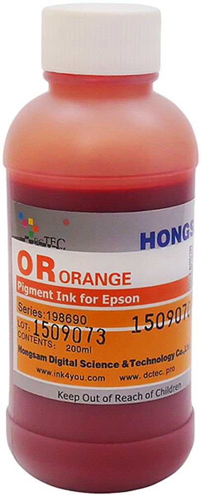 Чернила DCTec — HONGSAM пигментные для Epson серия: 198690 - Orange (Оранжевый) 200 мл. Чернила DCTec — HONGSAM пигментные для Epson серия: 198690 - Orange (Оранжевый) 200 мл.