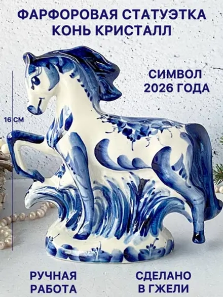 Статуэтка Лошадь Гжель символ 2026 года