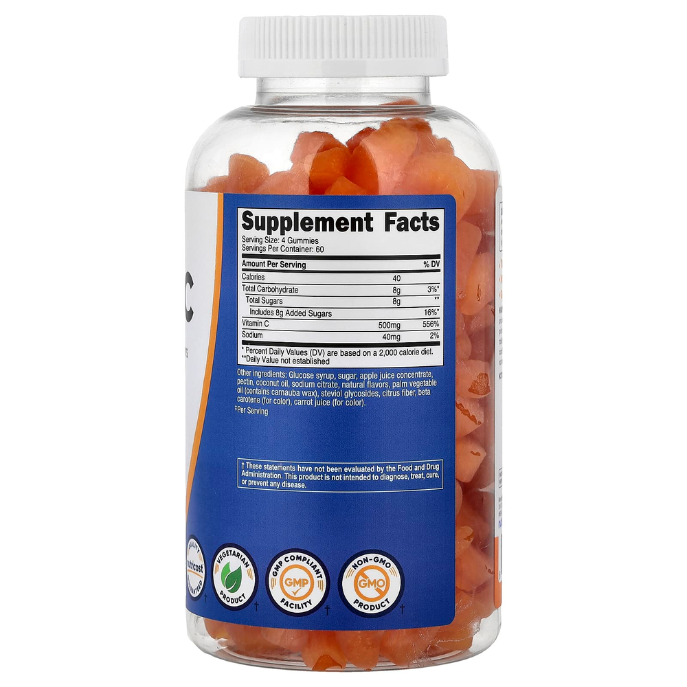 Nutricost, жевательный витамин C, со вкусом апельсина, 240 жевательных таблеток
