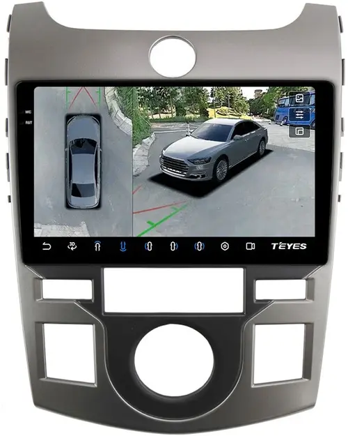 Магнитола для KIA Cerato 2 Koup 2008-2013 (купе) - Teyes CC3-2K-360 монитор 9.5" 2K QLED на Android 10, Быстрая, CarPlay, 4G SIM-слот, 4 камеры в комплекте