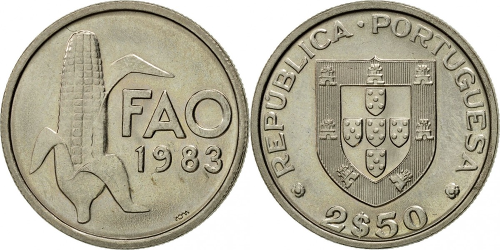 Португалия 2.5 эскудо, 1983 ФАО UNC