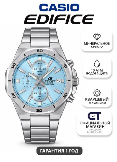 CASIO EFV-640D-2BVUDF EDIFICE мужские наручные часы — хронограф с восьмиугольным безелем и синим циферблатом