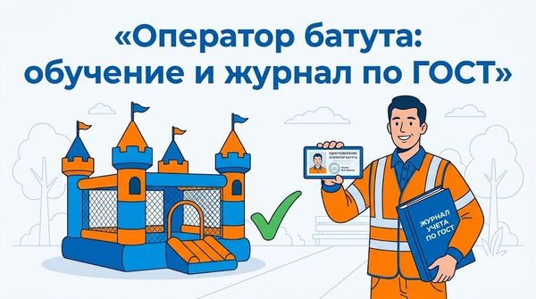 Оператор надувного батута: обучение, удостоверение и журнал по ГОСТ Оператор надувного батута: обучение, удостоверение и журнал по ГОСТ
