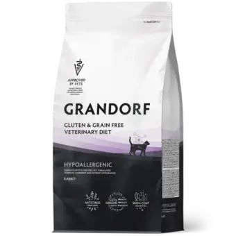 Сухой корм GRANDORF VETERINARY DIET Cat HYPOALLERGENIC Полнорационный диетический корм для кошек с пищевой аллергией или непереносимостью, кролик 2кг