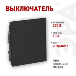 Выключатель ЭРА Arktik 16-1101-05 10АХ-250В антрацит | Эра Arktik