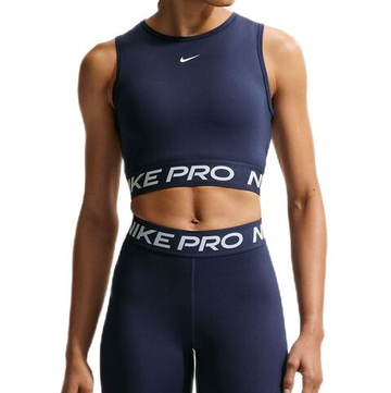 Женский теннисный топ Nike Pro Dri-Fit Cropped Tank — midnight navy/white
