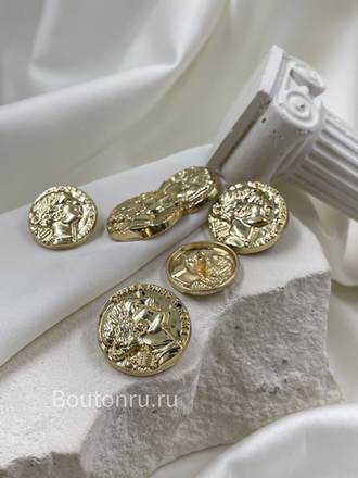 Пуговицы Шан. Золотистые с лицом