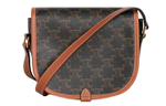 CELINE Folco Coated Artificial Leather With Cow Leather Saddle Bag, Shoulder Bag, Crossbody Bag Medium Women"s Tawny