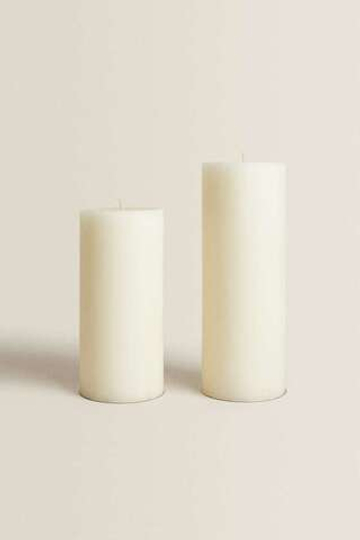 ZARA HOME ДЛИННАЯ ЦИЛИНДРИЧЕСКАЯ СВЕЧА, БЕЛЫЙ