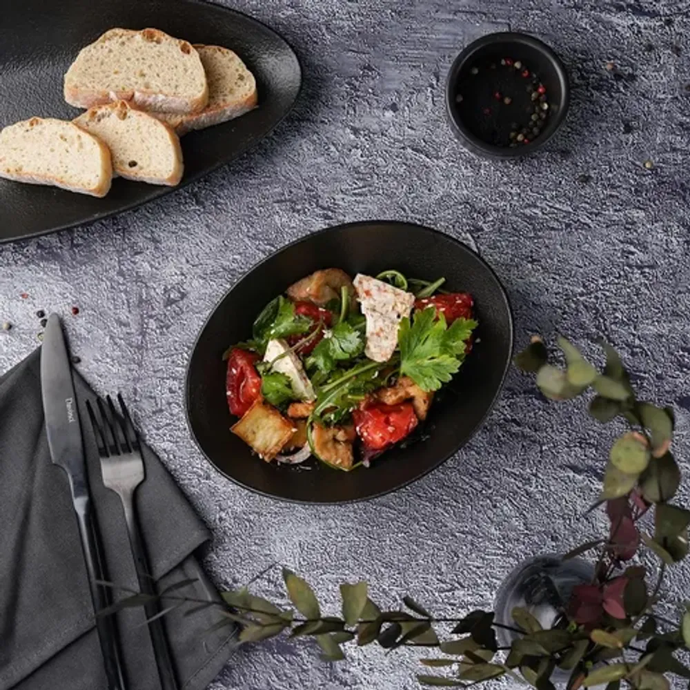Салатник 450 мл 19*14,5 см h6,4 см Wave Up Smooth Black Raw Stellar P.L. Proff Cuisine [6]