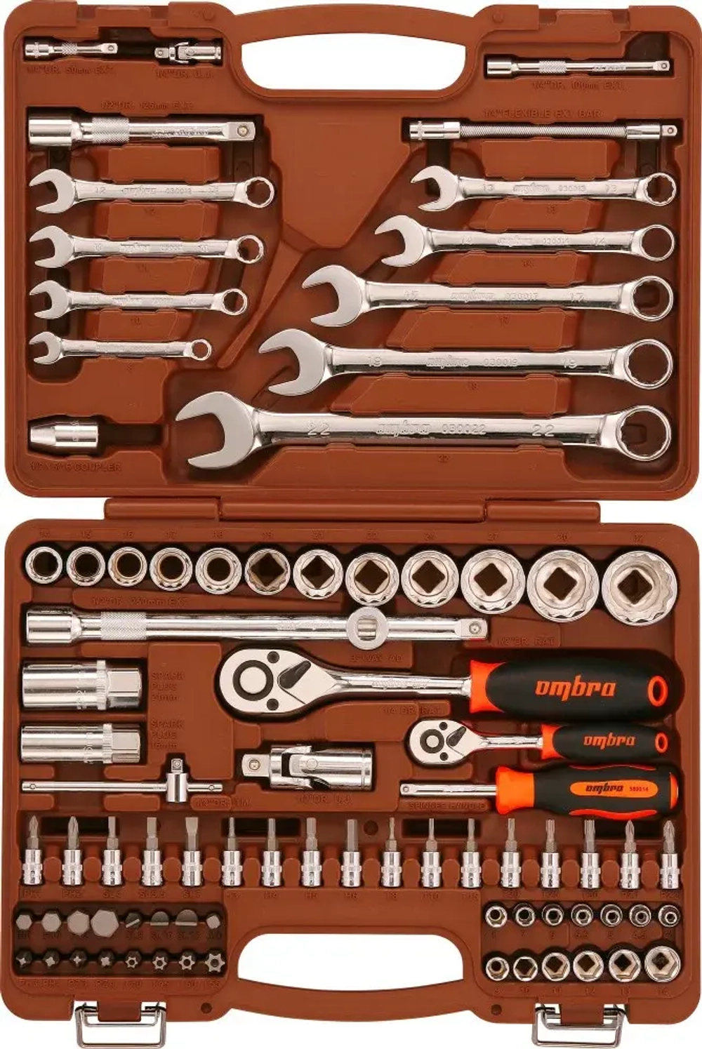 Ombra OMT82S12 Набор инструмента универсальный 1/4", 1/2"DR с головками торцевыми 12-гранными 1/2"DR, 82 предмета