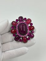 Брошь-кулон с розовыми и фиолетовыми и вставками