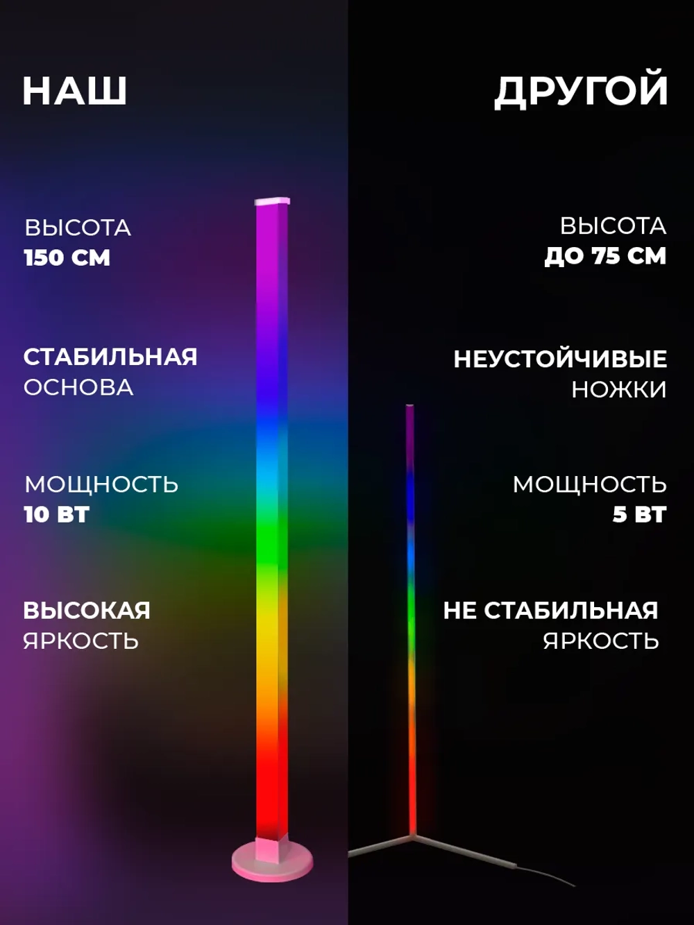 Неоновая лампа RGB светильник напольный