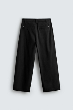 ZARA БРЮКИ ЧИНОС WIDE FIT, ЧЕРНЫЙ