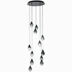Подвесной светильник Rain Ø51,5 см, дымчатый, чёрный глянец