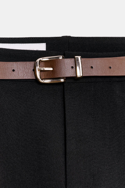 ZARA УКОРОЧЕННЫЕ БРЮКИ С РЕМНЕМ, ЧЕРНЫЙ