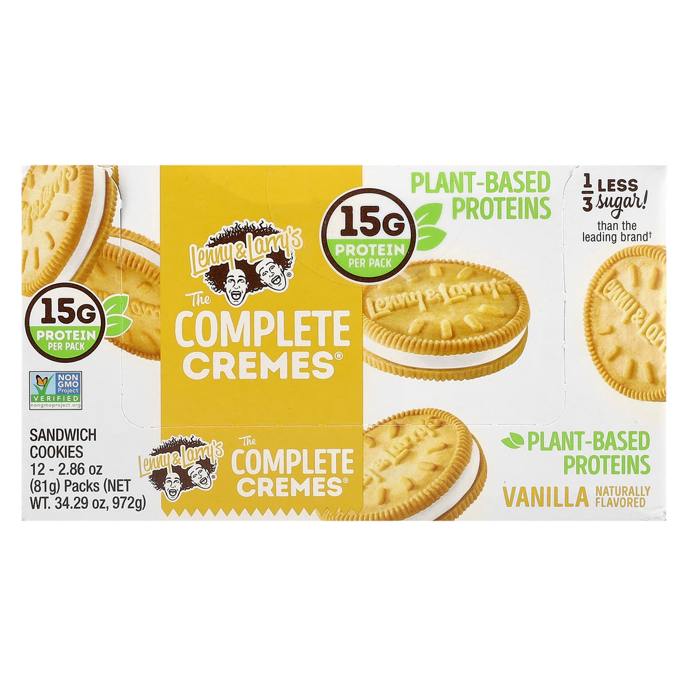 Lenny & Larry's, The Complete Cremes®, сэндвич-печенье, ваниль, 12 пакетиков по 81 г (2,86 унции)