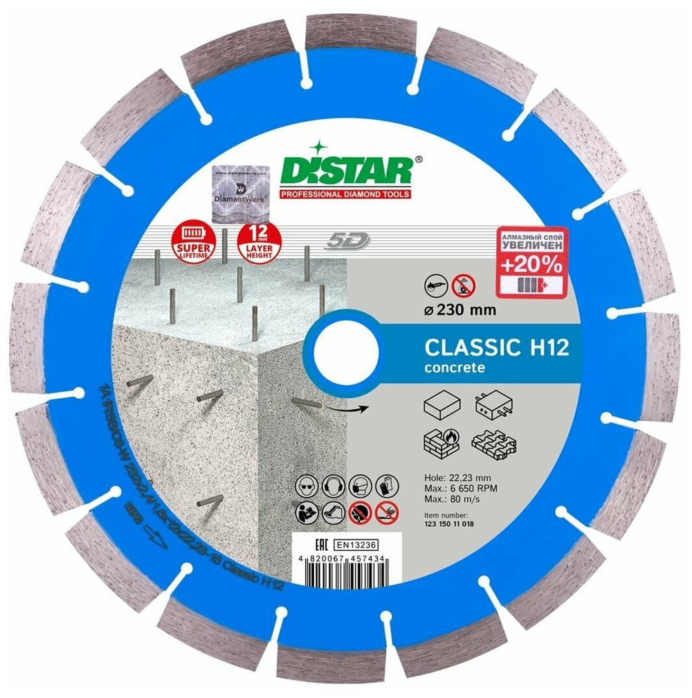 Диск алм. DISTAR Classic 1A1RSS/C3-W 232*2.4/1.6*12*22.23-16 (12315011018)