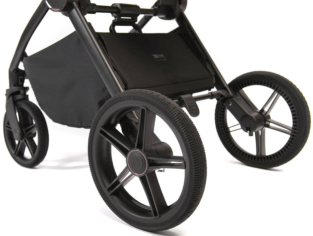 Детская коляска Peppy Monaco 3 в 1 с автокреслом Rise Milk Black (черный), рама черная матовая