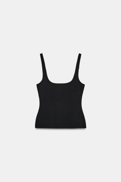 ZARA ТОП ИЗ ПОЛИАМИДА НА БРЕТЕЛЯХ, ЧЕРНЫЙ