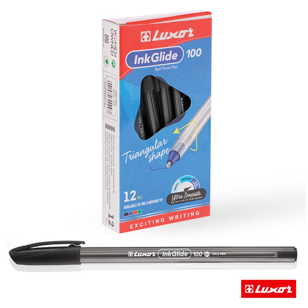 Ручка шариковая Luxor "InkGlide 100 Icy" черная, 0,7мм, трехгран, 1шт