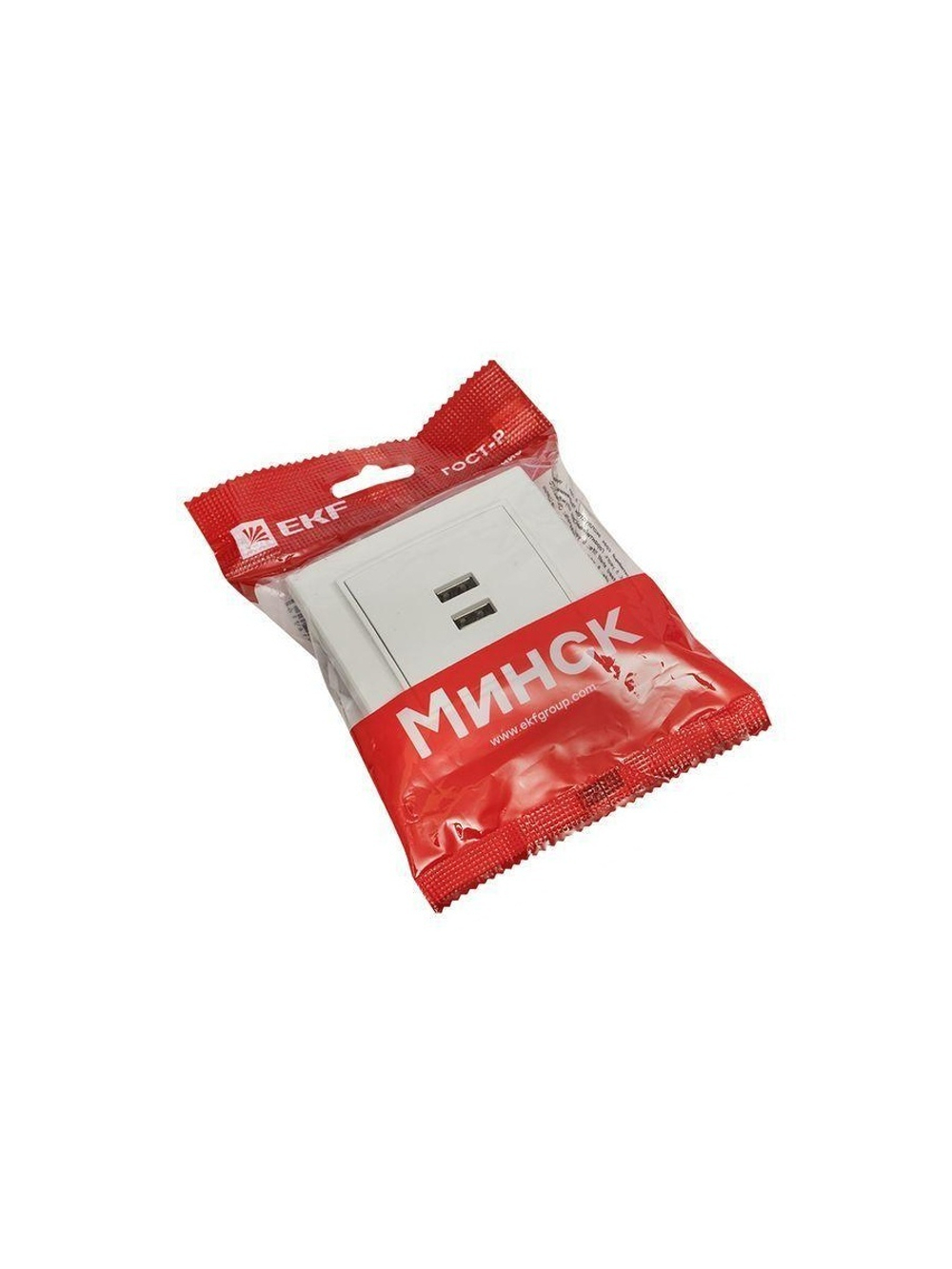 Розетка USB 2-м СП Минск 2.1А бел. EKF ERR-2USB-100