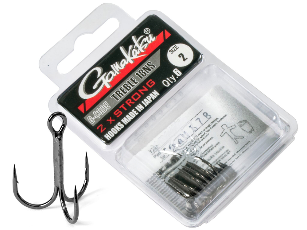 Крючки-тройники Gamakatsu TREBLE 18 BLACK разм. 02 6шт.