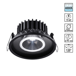 358790 SPOT NT21 534 черный Светильник встраиваемый светодиодный IP20 LED 15W 4000K 1600Лм 110-265V BIND