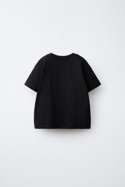 ZARA ОДНОТОННАЯ ФУТБОЛКА С ВЫШИВКОЙ «СЕРДЦЕ», ЧЕРНЫЙ