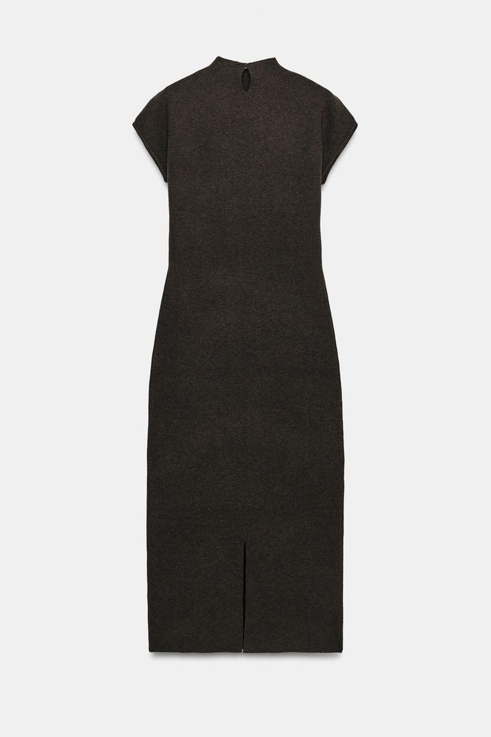 ZARA ДЛИННОЕ ТРИКОТАЖНОЕ ПЛАТЬЕ, КОРИЧЕВЫЙ МЕЛАНЖ